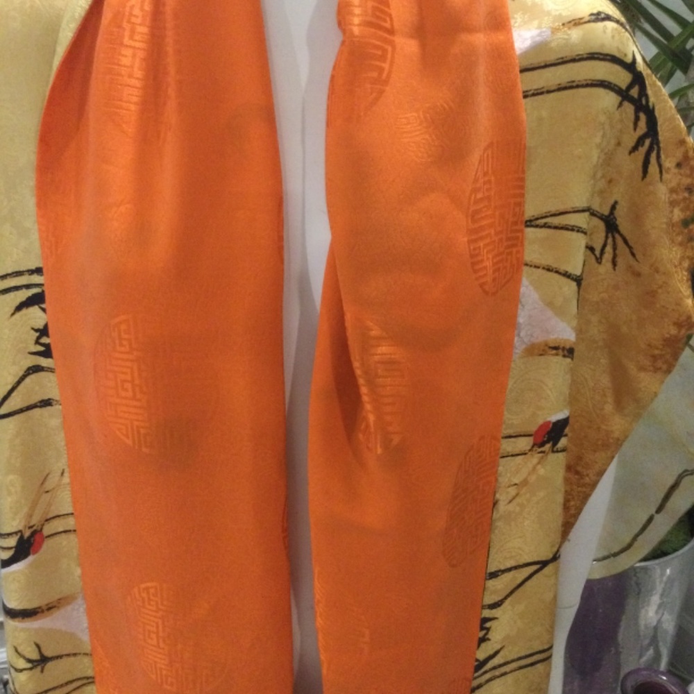 100% Silk Kimono Style Long Scarf, Vintage - Picture 6 of 8